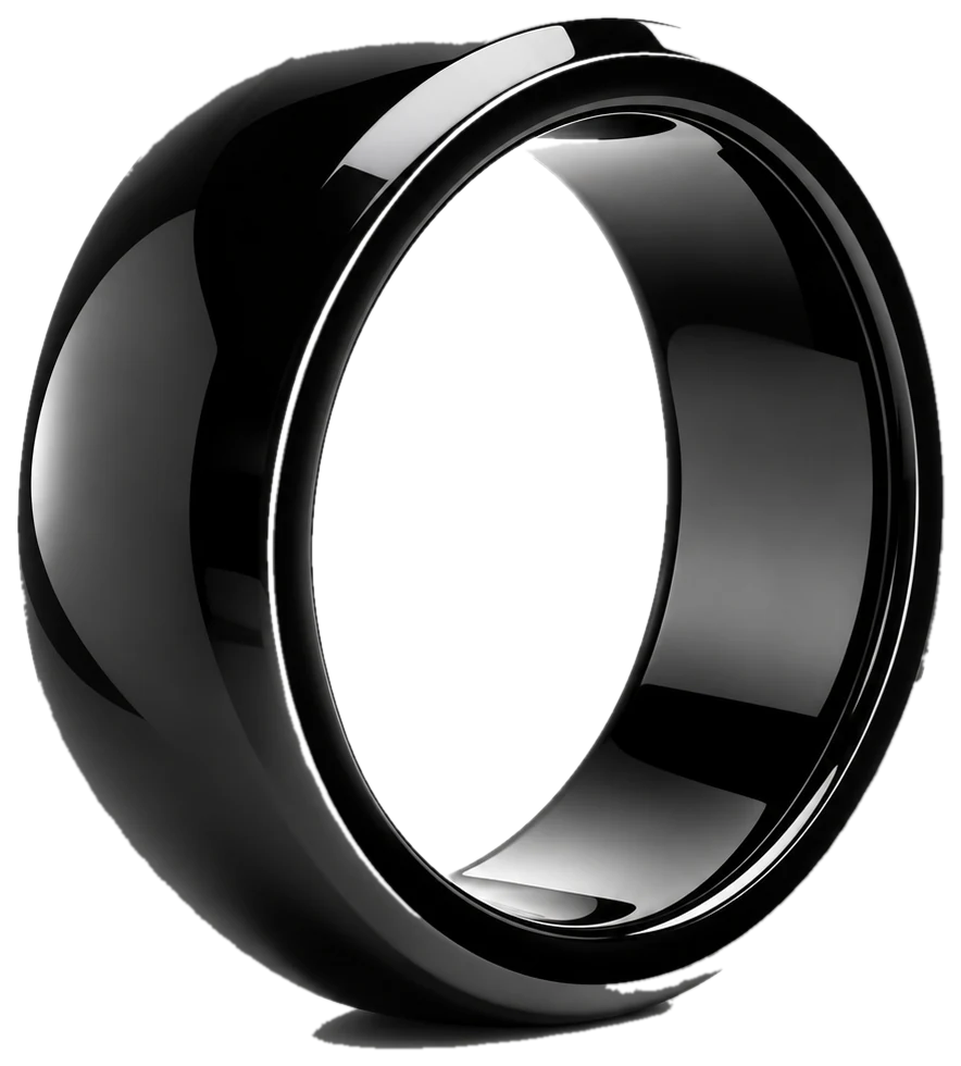 X&X Tap Ring — glossy black ceramic ring